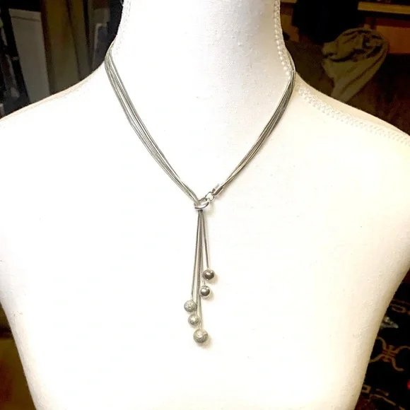 Stering .925 Sterling Silver Multi-Strand Necklace Heavy Sterling Designer balls - Picture 1 of 7